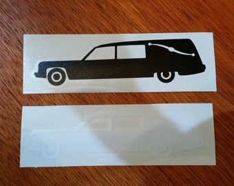 Hearse Vinyl Decal for Car Windows and Laptops