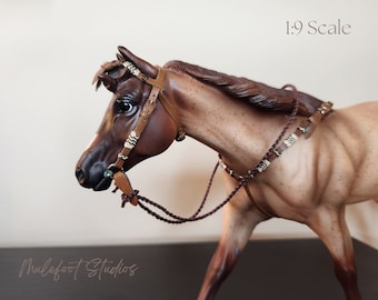 1:9 Scale Hand Knotted Bridle and Collar Set for Breyer Model Horses