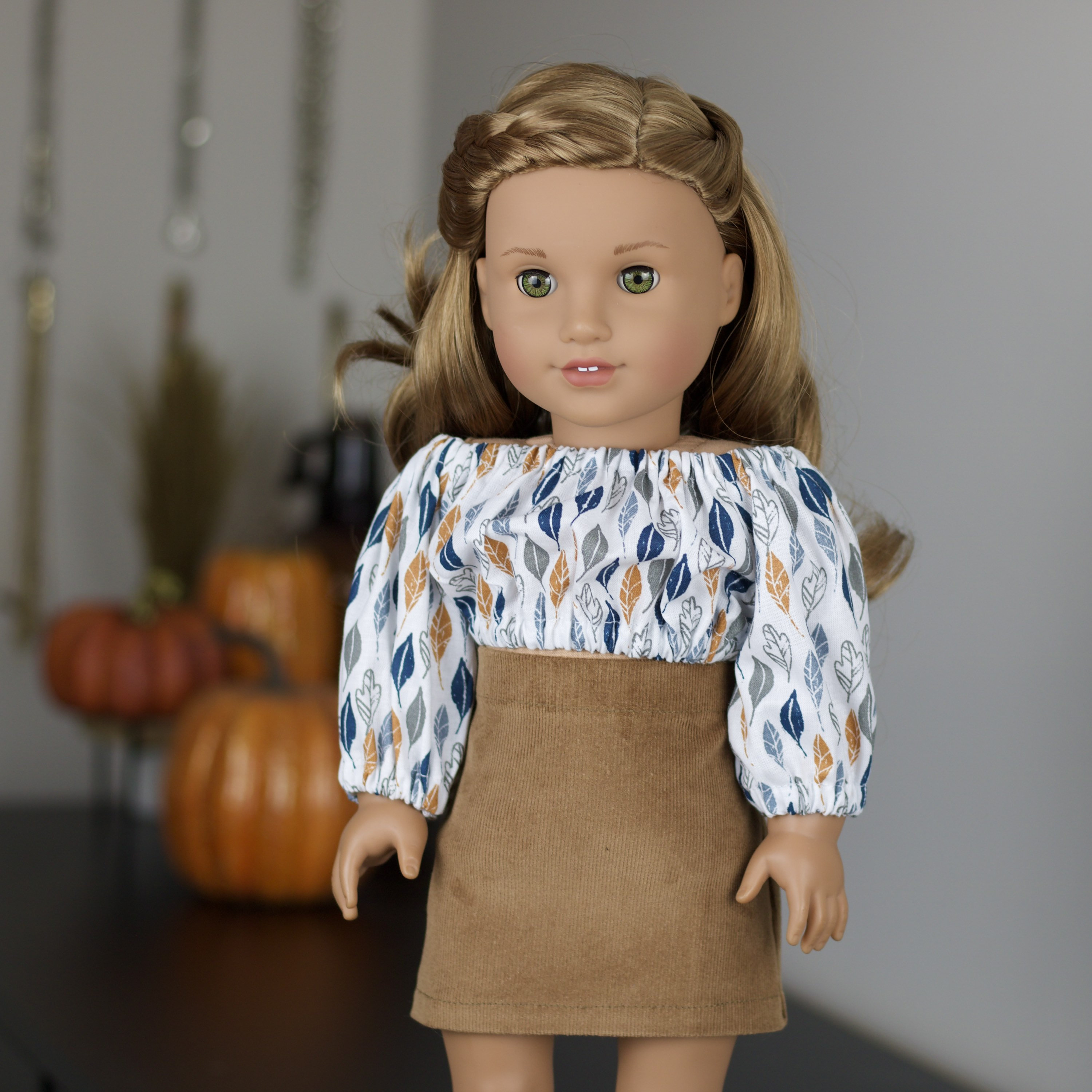 18 Inch Doll Brown Corduroy Skirt OR Floral Peasant Blouse Fall