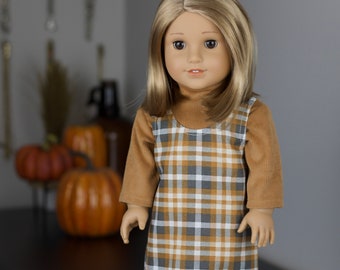 18 Inch Doll Plaid Jumper | Ribbed Turtleneck / fall sweater | Fall Outfit