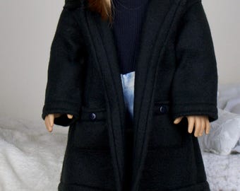 18 inch doll black trench coat | black long coat | winter coat