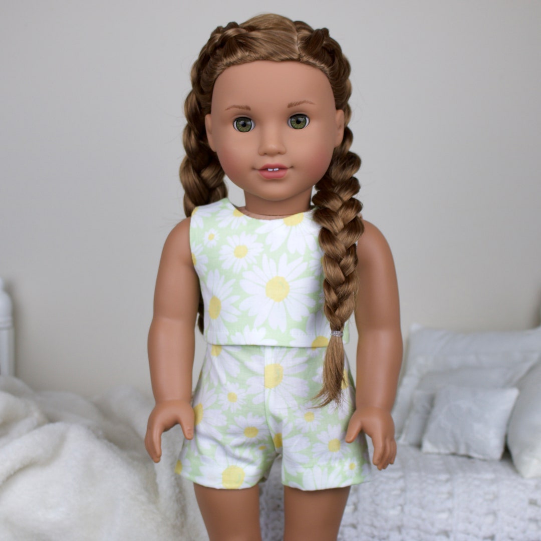 18 Inch Doll Floral Crop Top & Shorts Pastel Green and White - Etsy