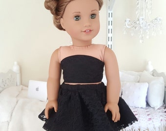 18 inch doll lace skirt and bustier/ black top and skirt.