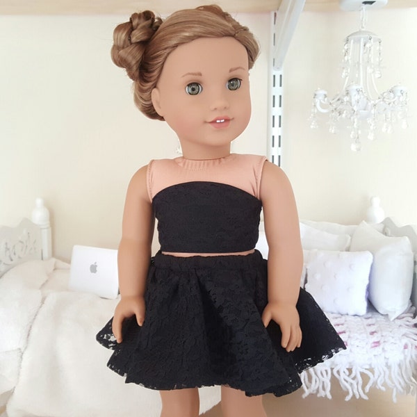 18 inch doll lace skirt and bustier/ black top and skirt.