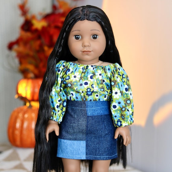 18 Inch Doll Patchwork Denim Skirt