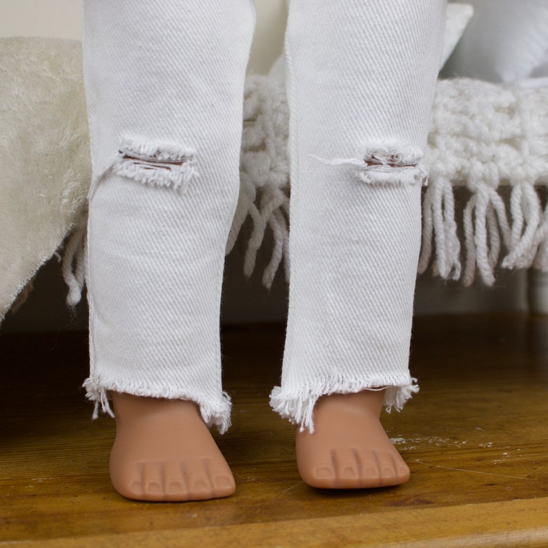 green distressed shirt purple 18 inch doll T-shirts blue tees white ripped jeans