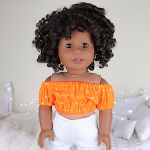 18 inch doll orange polka-dot peasant blouse crop top image 1