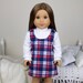 18 inch doll plaid jumper or turtle neck | red, white and blue plaid dress | white long sleeve shirt 