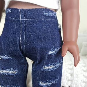 18 inch doll dark wash ripped jeans/ Distressed Jeans/ denim jeans/ pants image 2