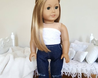 18 inch doll dark wash distressed jeans