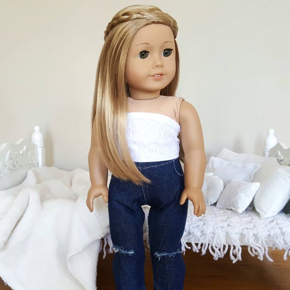 18 inch doll dark wash distressed jeans