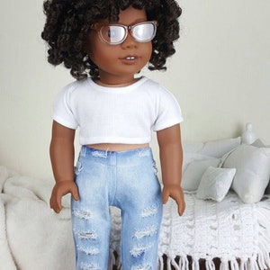 18 inch doll distressed jeans | acid wash jeans | Ripped Denim jeans/ Bleach washed/pants