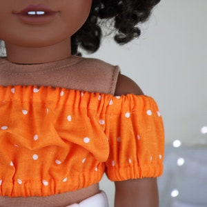 18 inch doll orange polka-dot peasant blouse crop top image 2