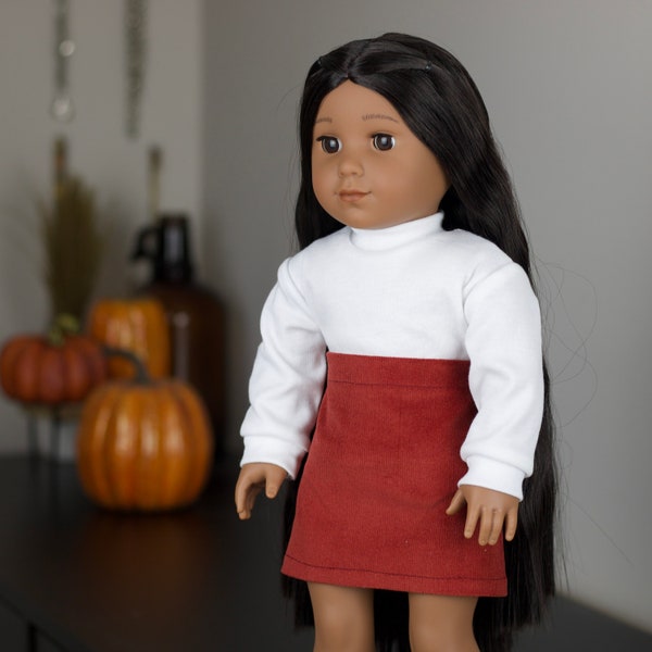 18 Inch Doll Rust Corduroy Skirt