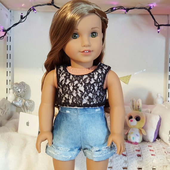 18 inch doll black lace crop top lace shirt lace tank top