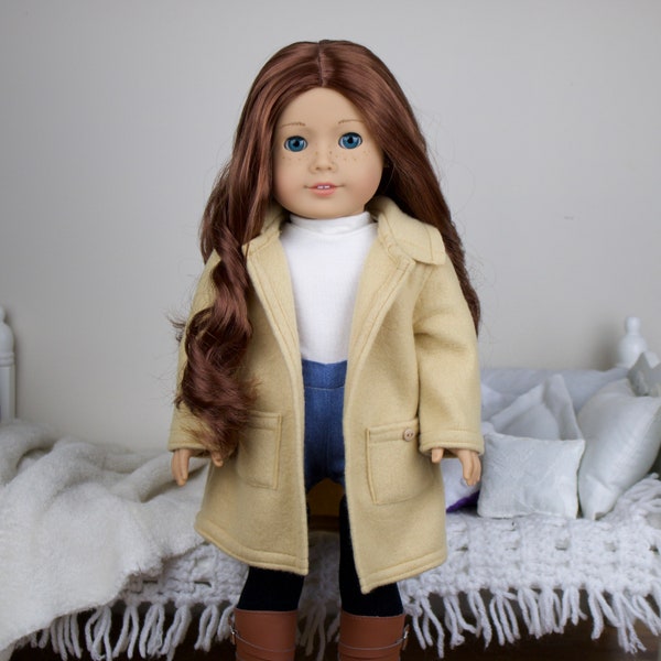 18 inch doll trench coat | fall / winter coat with pockets/ duster/ tan fleece jacket