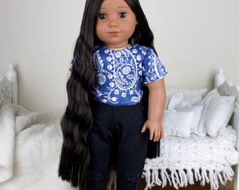 18 inch doll black denim skinny jeans | distressed jeans | denim jeans