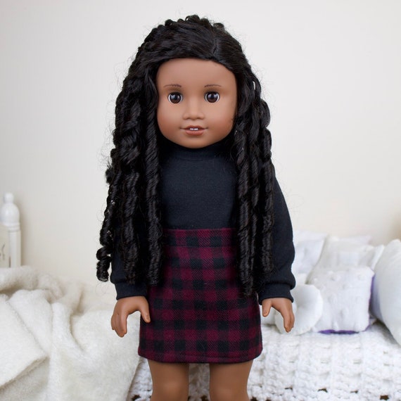 18 inch doll maroon plaid skirt flannel skirt burgundy & | Etsy