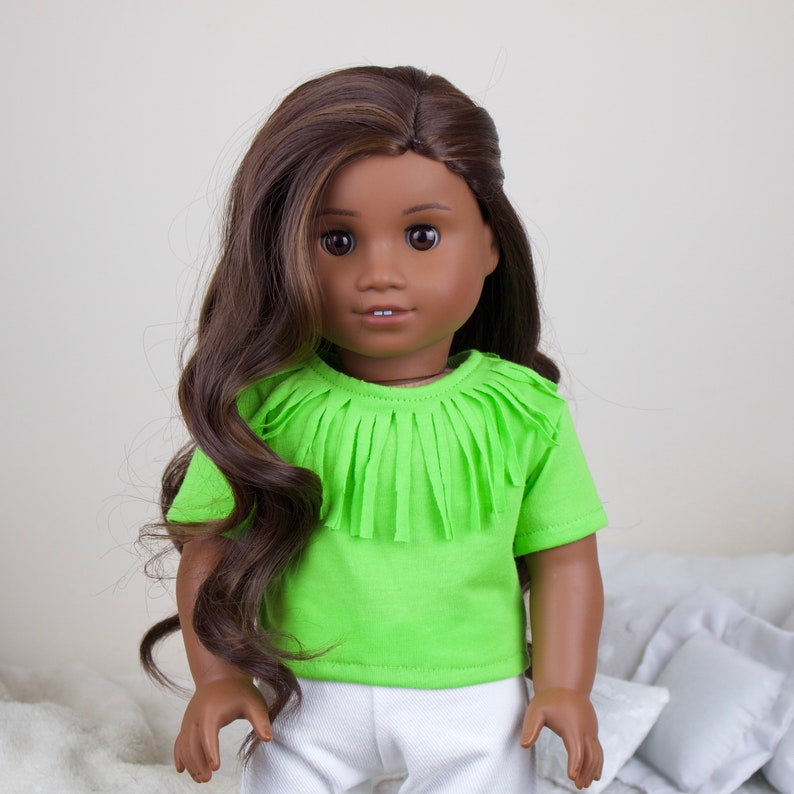 green distressed shirt purple 18 inch doll T-shirts blue tees white ripped jeans