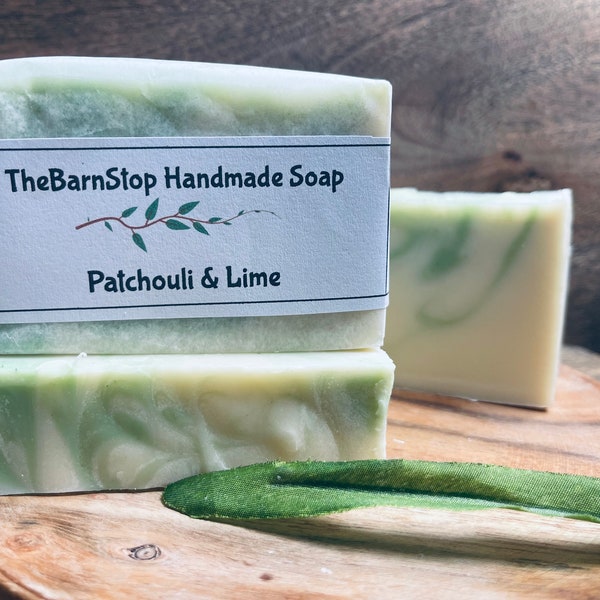 Dark Patchouli & Lime essential oil homemade soap bar, shea butter soap, handmade soap, essential oil soap,