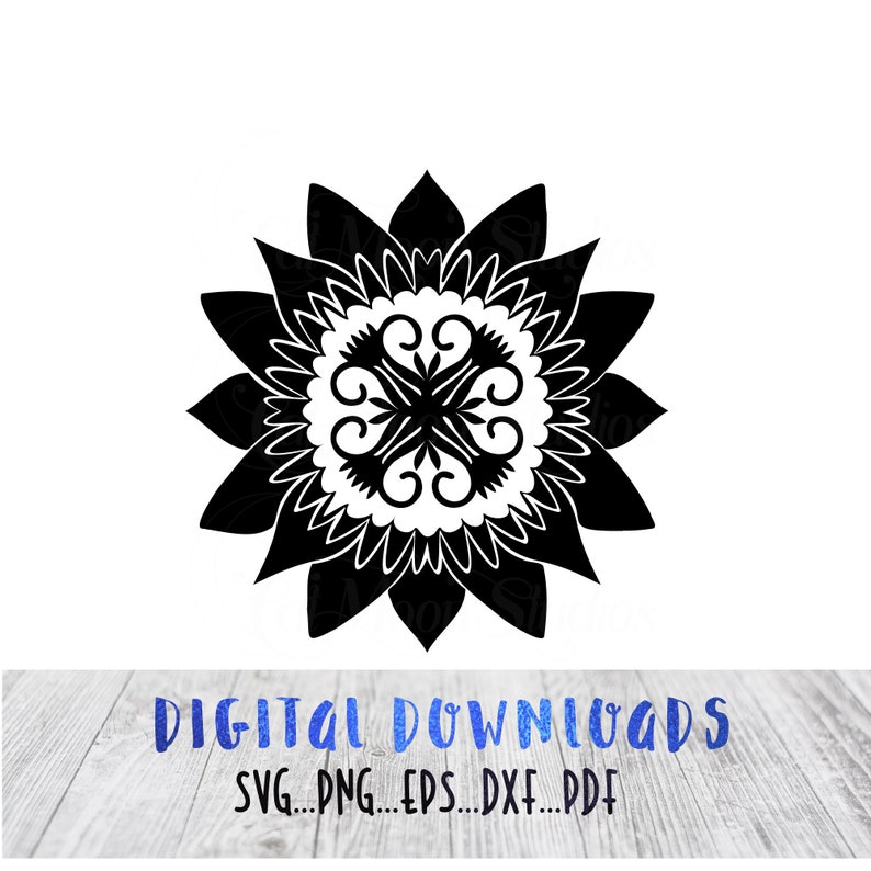Sunflower PNG for sublimation Flower Mandala SVG Sunflower SVG Mandala Clip Art Floral Mandala Vector