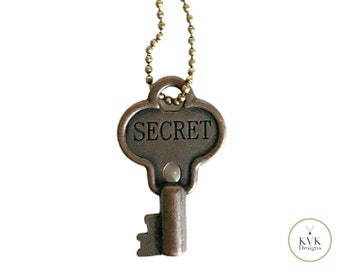 Vintage-inspired Key Necklace SECRET, Vintage Key, Boho Necklace, Pendant Necklace