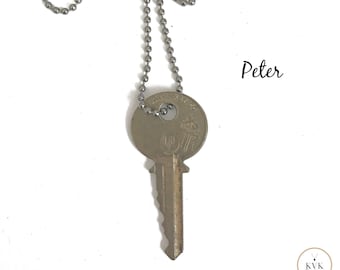 Rustic Chic: PETER Vintage Key Necklace - Boho Necklace, Pendant Necklace