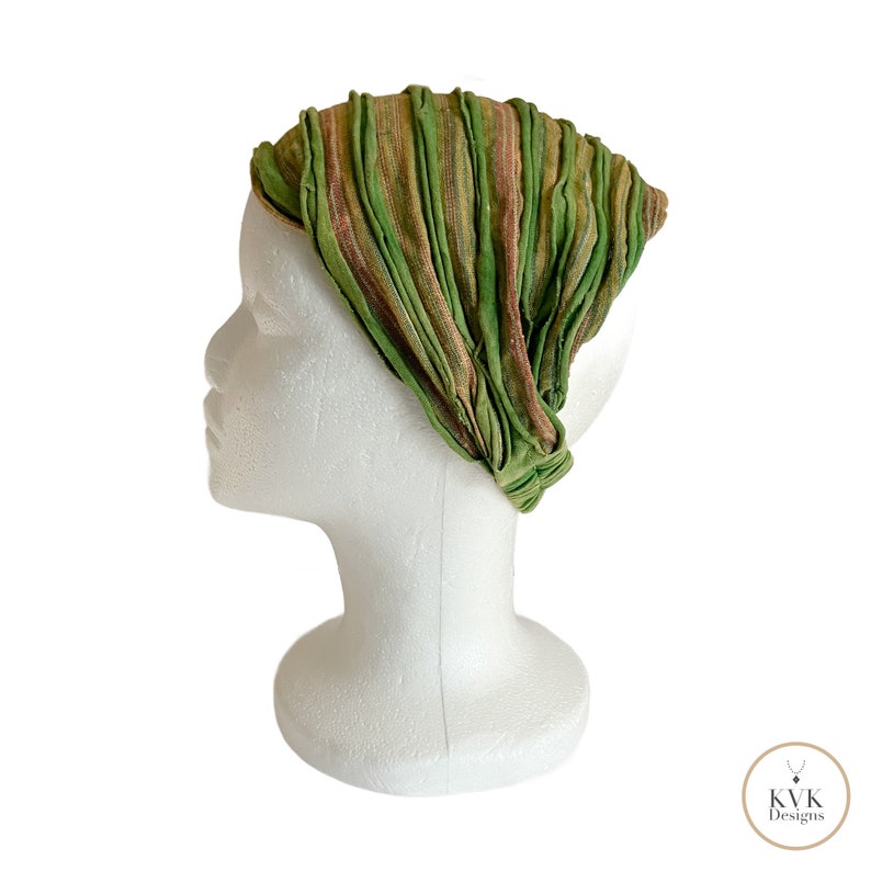 Green Striped Razor Cut Headband, Boho Headband, Headbands for Women, Hair Accessories, Head Wrap image 7