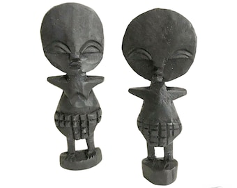 Wooden Fertility Dolls Set of 2 (Male & Female) - Fertility Goddess, Unique African Art