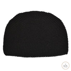 Black Kufi Skull Cap - Stylish Crocheted Beanie Hat, Ethically sourced