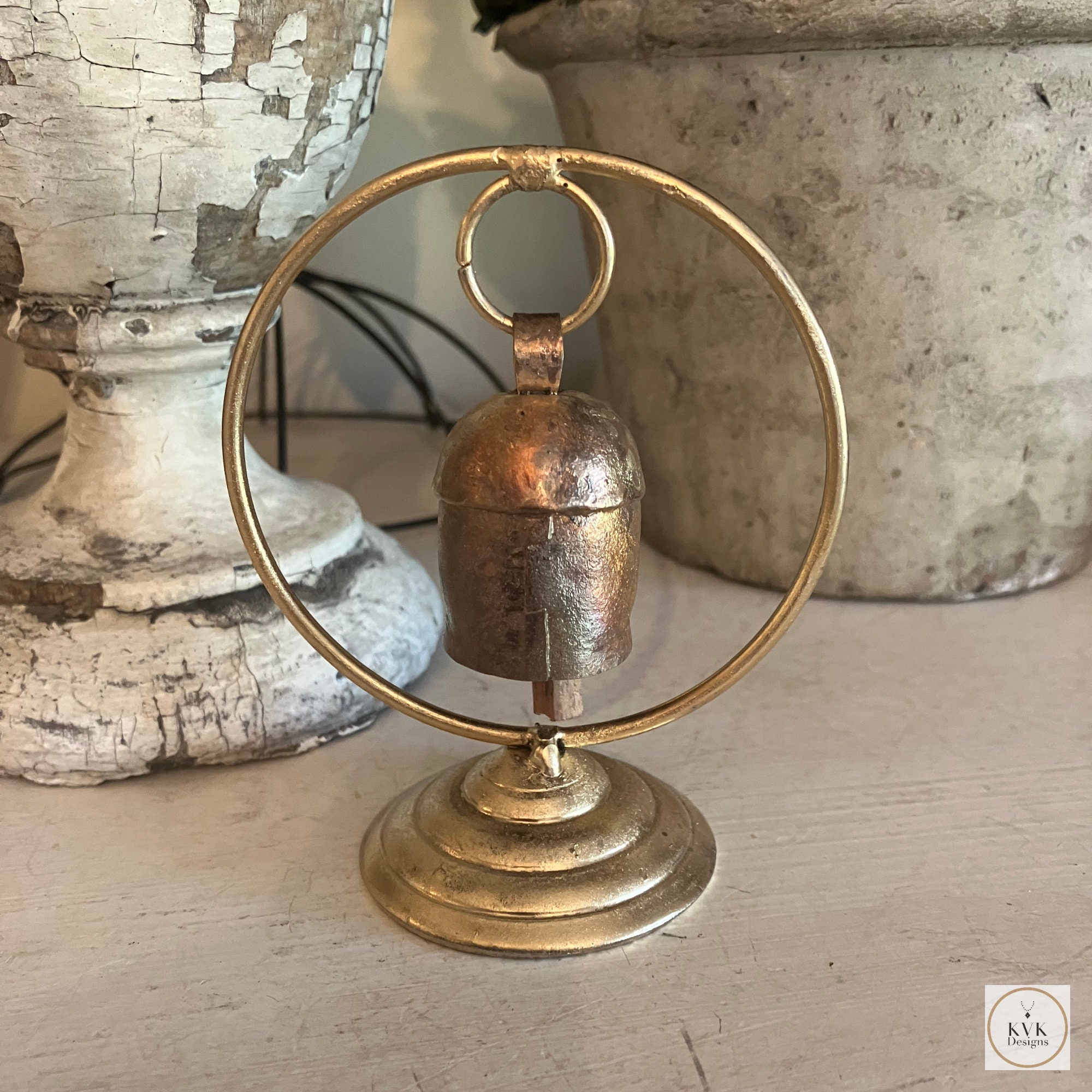 Brass Hanging Bell With Chain Bell Dimensions 4.2 X 5 Inches, Bell for Home  Temple, Door, Hallway, Porch or Balcony Chain Length 22 Inches 