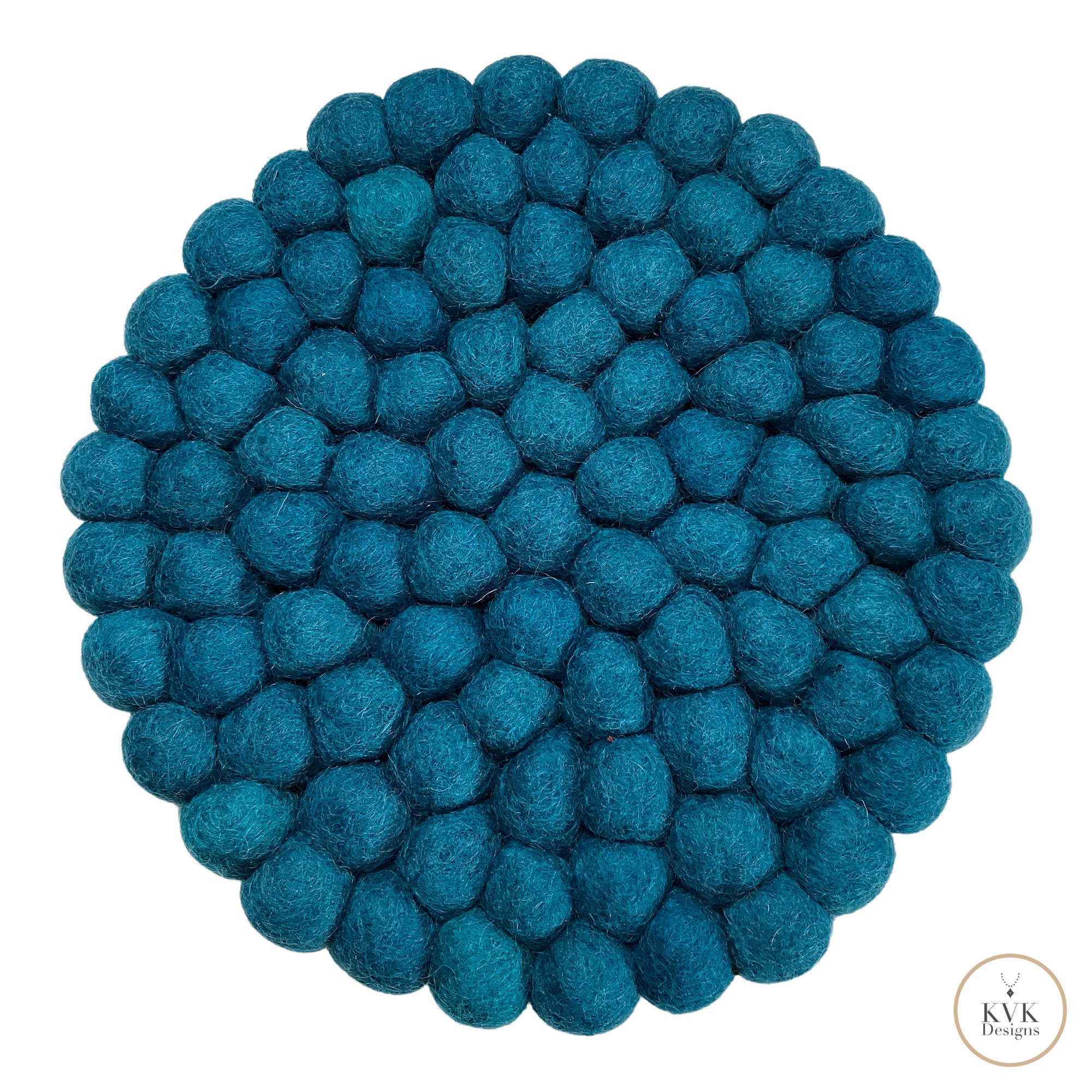 Blue Felt Ball Round Trivet