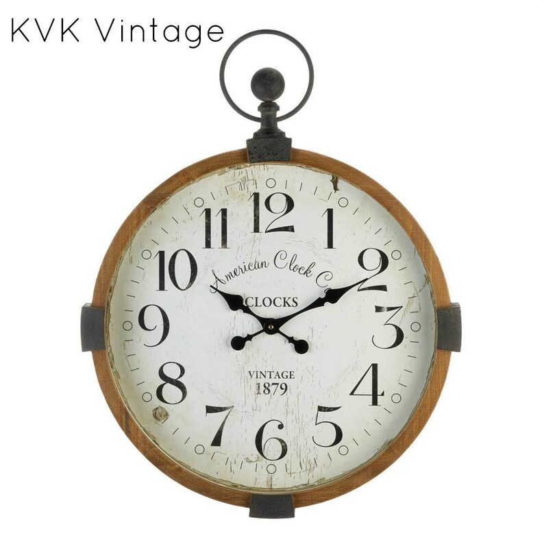 Vintage Industrial Clock Wall Hanging - Hanging Wall Clock With Chain Vintage Industrial Clock Wall Hanging - Hanging Wall Clock With Chain