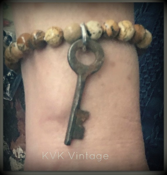 Antique Cross Key with Jasper