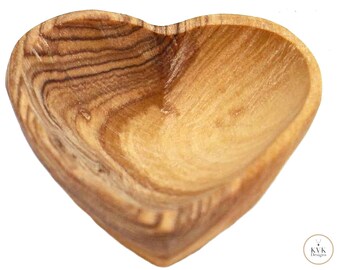 Small Olive Wood Heart Shaped Bowl, Trinket Dish, Hand Carved, Wooden Bowl, Jewelry Bowl