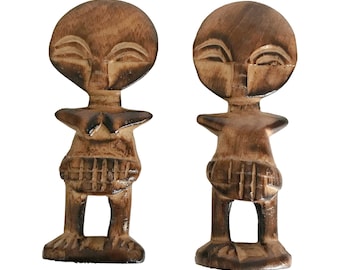 Wooden Fertility Dolls Set of 2 (Male & Female) - Fertility Goddess - Altar Statue - Wood Statue - Fertility Idol