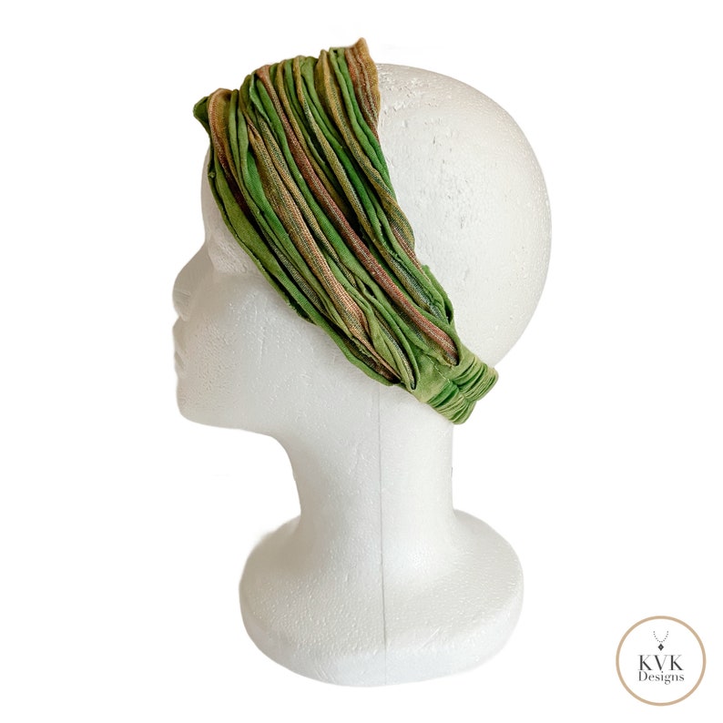 Green Striped Razor Cut Headband, Boho Headband, Headbands for Women, Hair Accessories, Head Wrap image 5