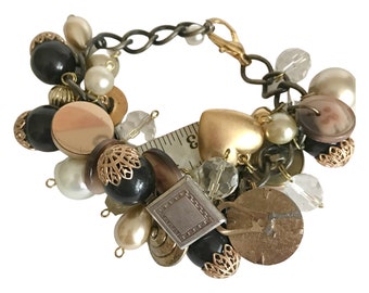 Vintage Bead Charm Bracelet, Boho Bracelet, Beaded Bracelet, Vintage Bracelet, Valentines Bracelet