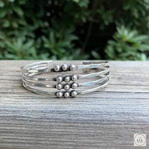 Silver Hammered Dot Cuff Bracelet, Boho Bracelet, Cuff Bracelet, Boho Jewelry