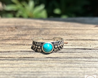 Sterling zilveren turquoise teenring - verstelbare Boho Midi-ring