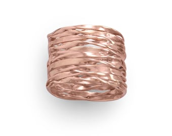 14 Karat Rose Gold Textured Ring - Band Ring - Wide Ring - Bohemian Jewelry