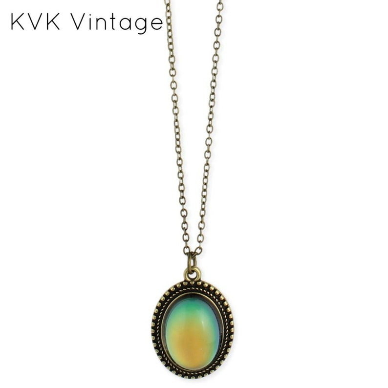 Oval Mood Necklace Mood Stone Necklace Mood Jewelry | Etsy