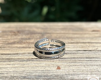 Silver Toe Ring - Dainty Midi Band, Adjustable Foot Jewelry