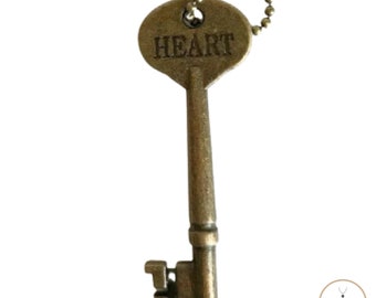 Vintage-inspired Key Necklace HEART, Vintage Key, Boho Necklace, Pendant Necklace