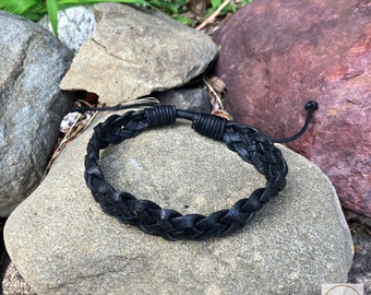 Trendy Braided Leather Bracelet for Men - Black Boho Wrist Accessory