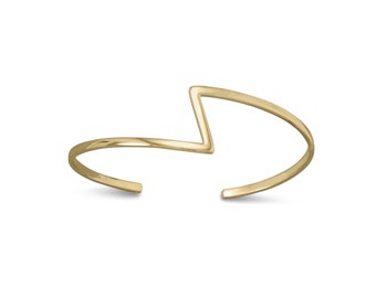 14 Karat Gold Plated Zig Zag Cuff Bracelet - Boho Bracelet - Cuff Bracelet - Bohemian Jewelry