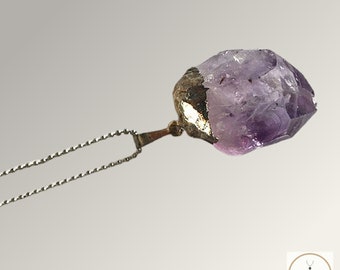 Pendentif pointe d'améthyste violette - Collier de guérison délicat, bijoux en pierres précieuses