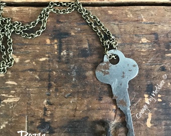 Old Key Necklace ROZSA: Vintage Key, Pendant Necklace, Boho Necklace