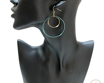 Boho Chic Mixed Metal Round Earrings, Circle Dangle Earrings, Statement Jewelry