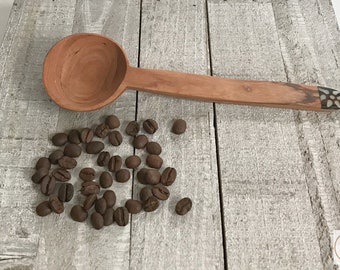 Olive Wood Coffee Scoop - Artisan Batik Handle, 2 Tbsp Measuring Spoon, Kitchen Utensil